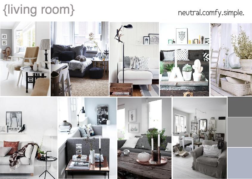 Tips for a minimalistic living room mood board created on www Sampleboard Com