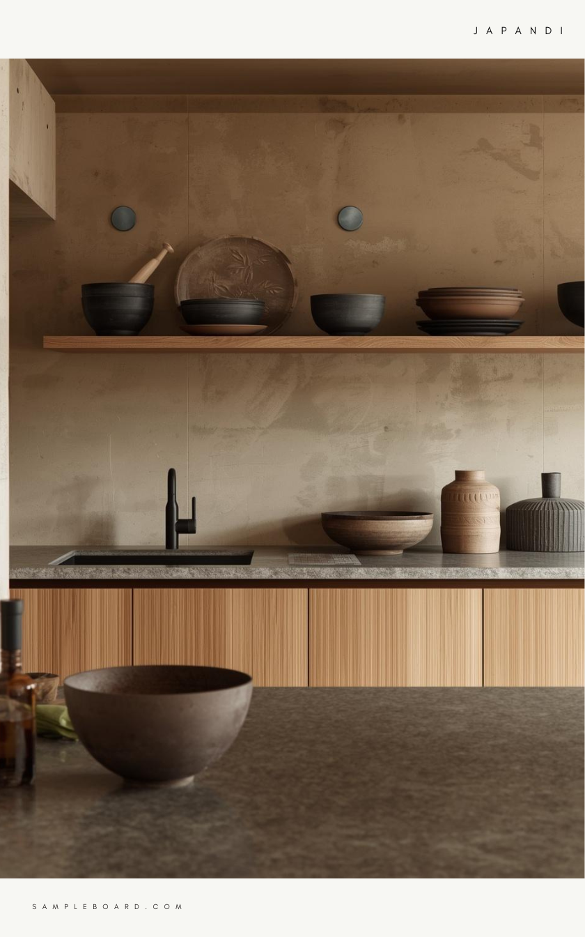 Rustic japandi kitchen