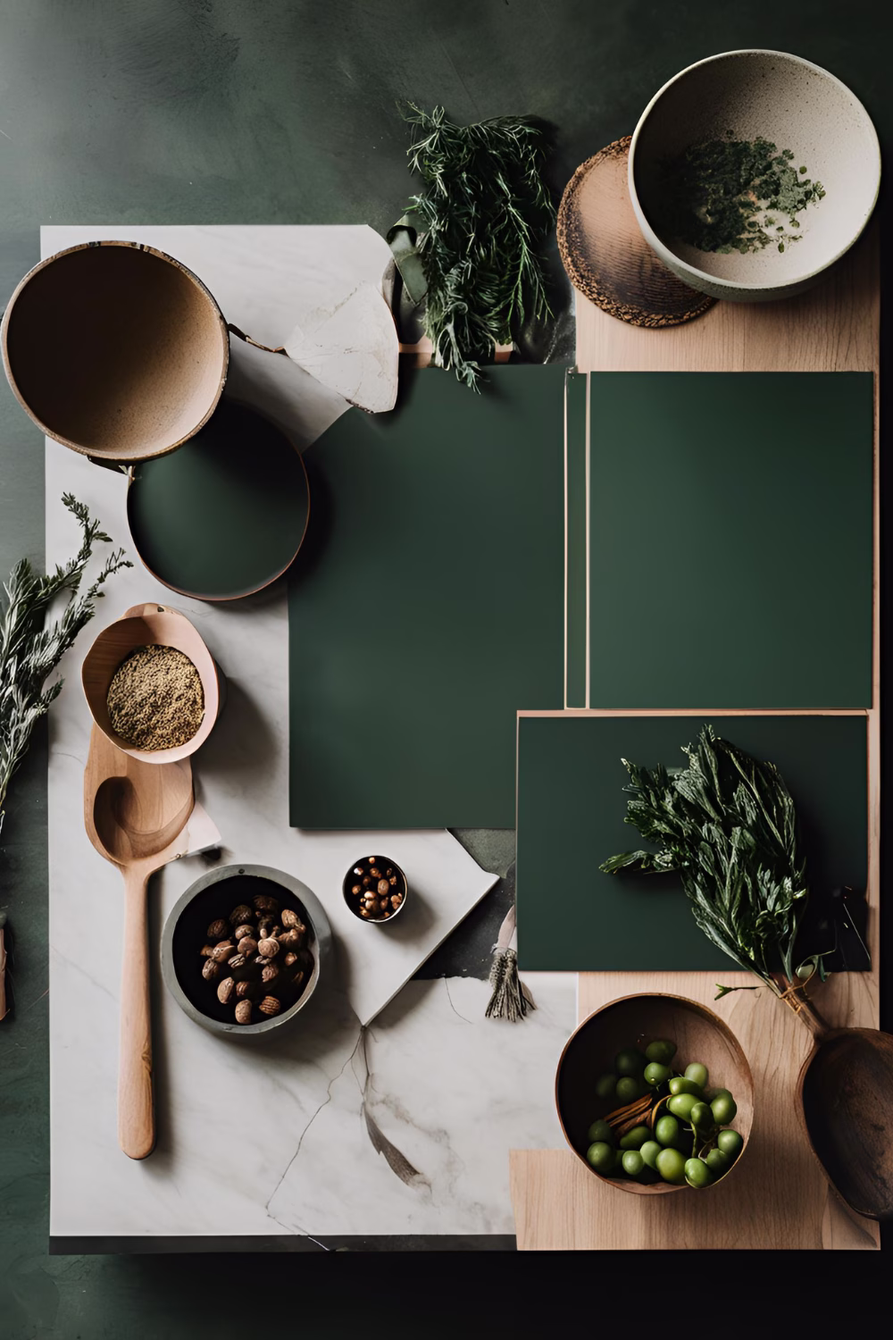 ​dark green kitchen cabinets