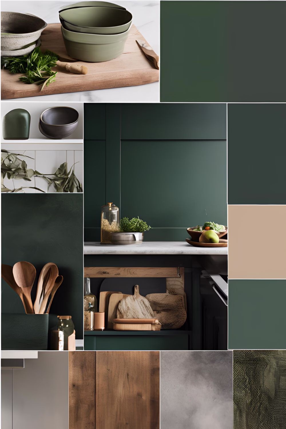 ​dark green kitchen cabinets