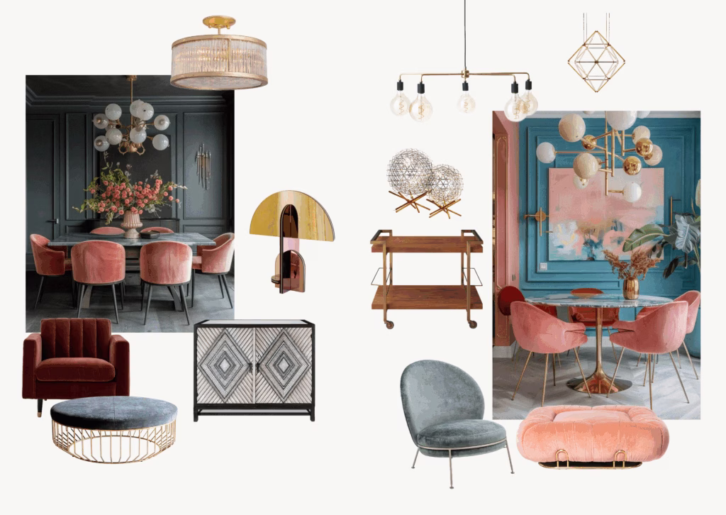 Art deco interior design moodboard
