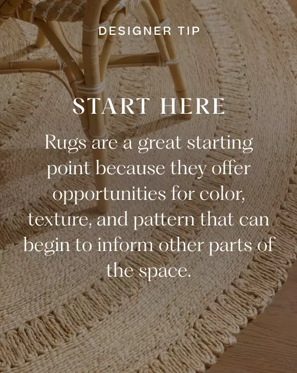 posttitle | sitetitle Designer tip start hererugs provide color texture and pattern to inform the space